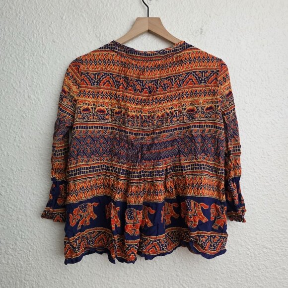 Vanessa Virginia x Anthropologie Mahdia Boho Peasant Elephant Blouse Size 2 - Picture 6 of 9